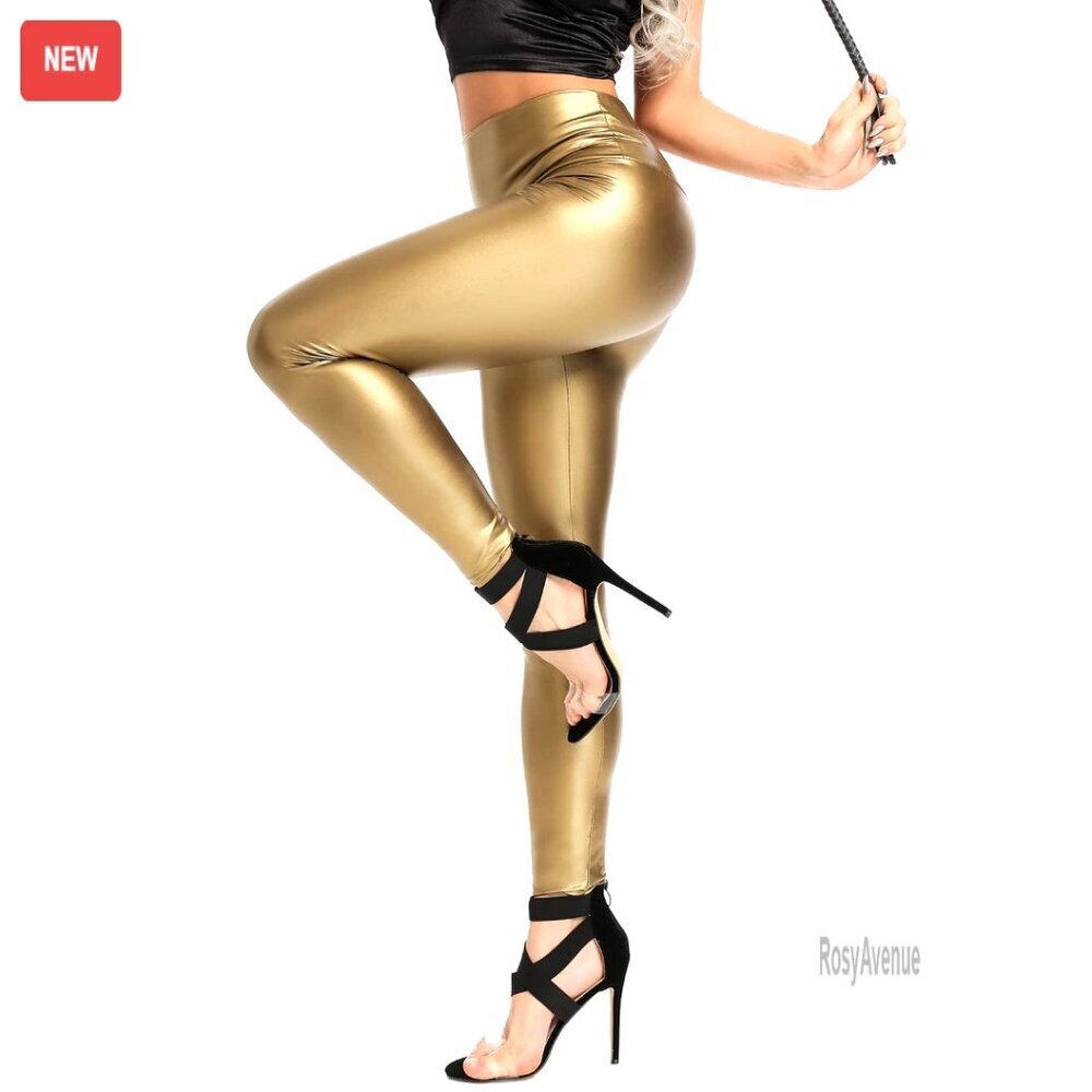 High Waisted Faux Leather Leggings Stretchy Tummy Control Pants